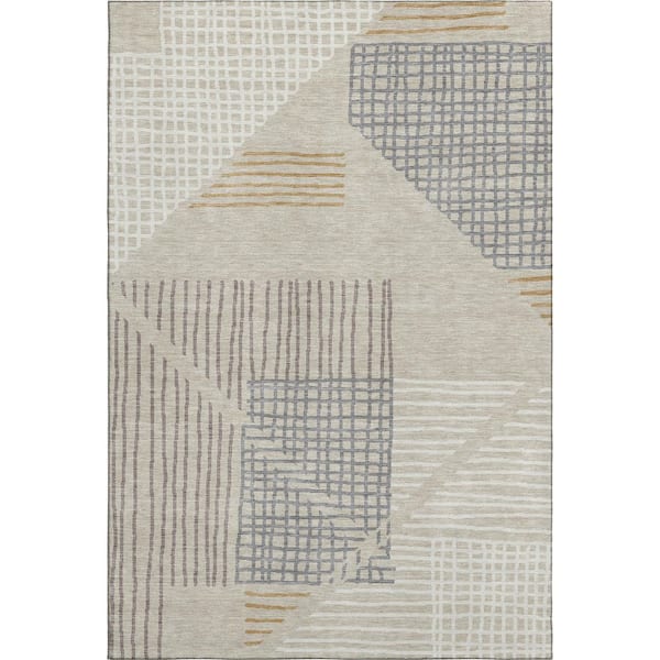 Mayfield Premium Machine Washable Abstract AMF2270 Beige 10 ft. x 14 ft. Area Rug