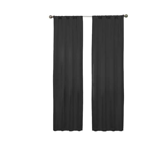 null Darrell ThermaWeave Black Solid Polyester 37 in. W x 84 in. L Blackout Single Rod Pocket Curtain Panel
