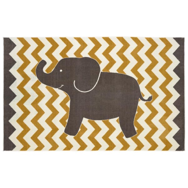 Mohawk Home Lucky Elephant Yellow 7 ft. 6 in. x 10 ft. Whimsical Area Rug