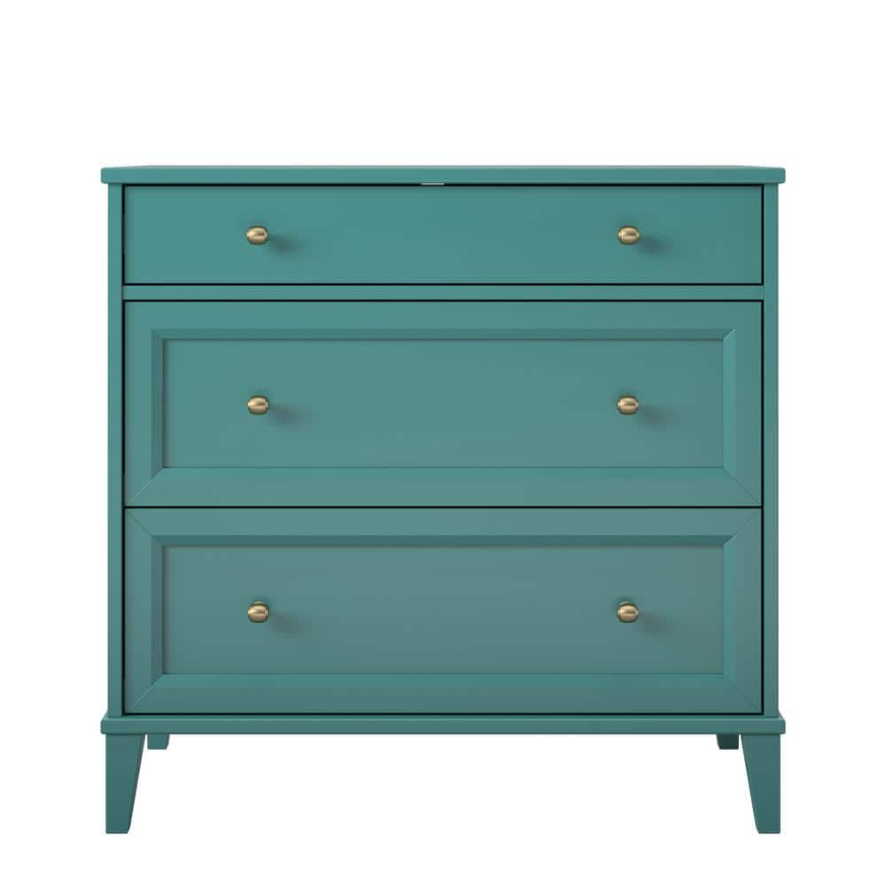 Emerald Green Industrial 2 Drawer Dresser with Pull-Out Desk
