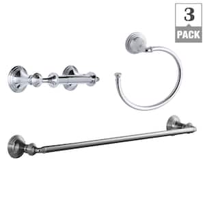 Devonshire 3-Piece Hardware Bundle with Towel Bar, Towel Ring and Toilet Paper Holder in Polished Chrome