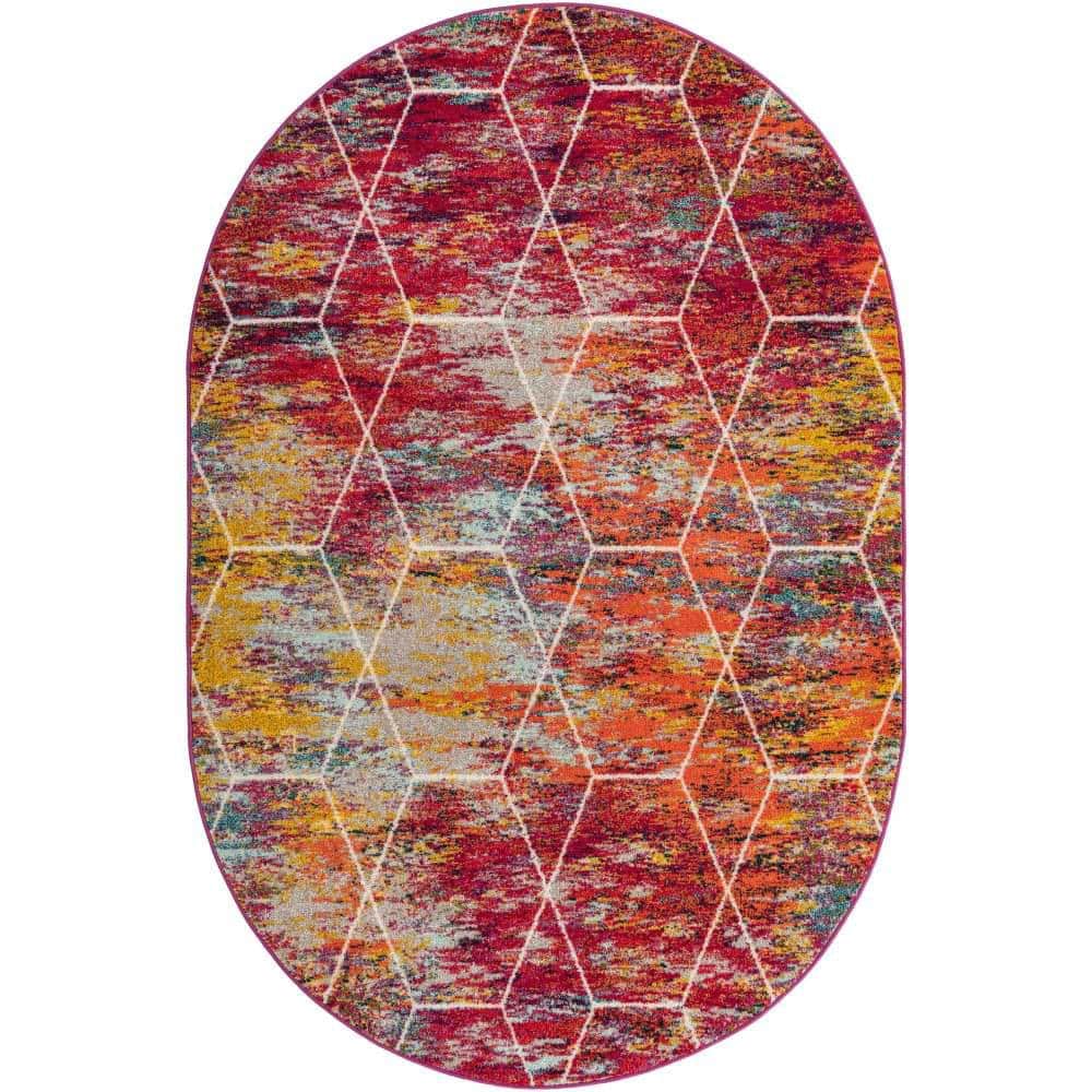 Trellis Frieze Geometric Multi 6 ft. 1 in. x 9 ft. Area Rug price history on PriceWatchPro