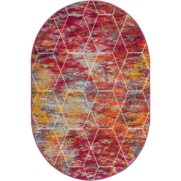 Trellis Frieze Geometric Multi 6 ft. 1 in. x 9 ft. Area Rug