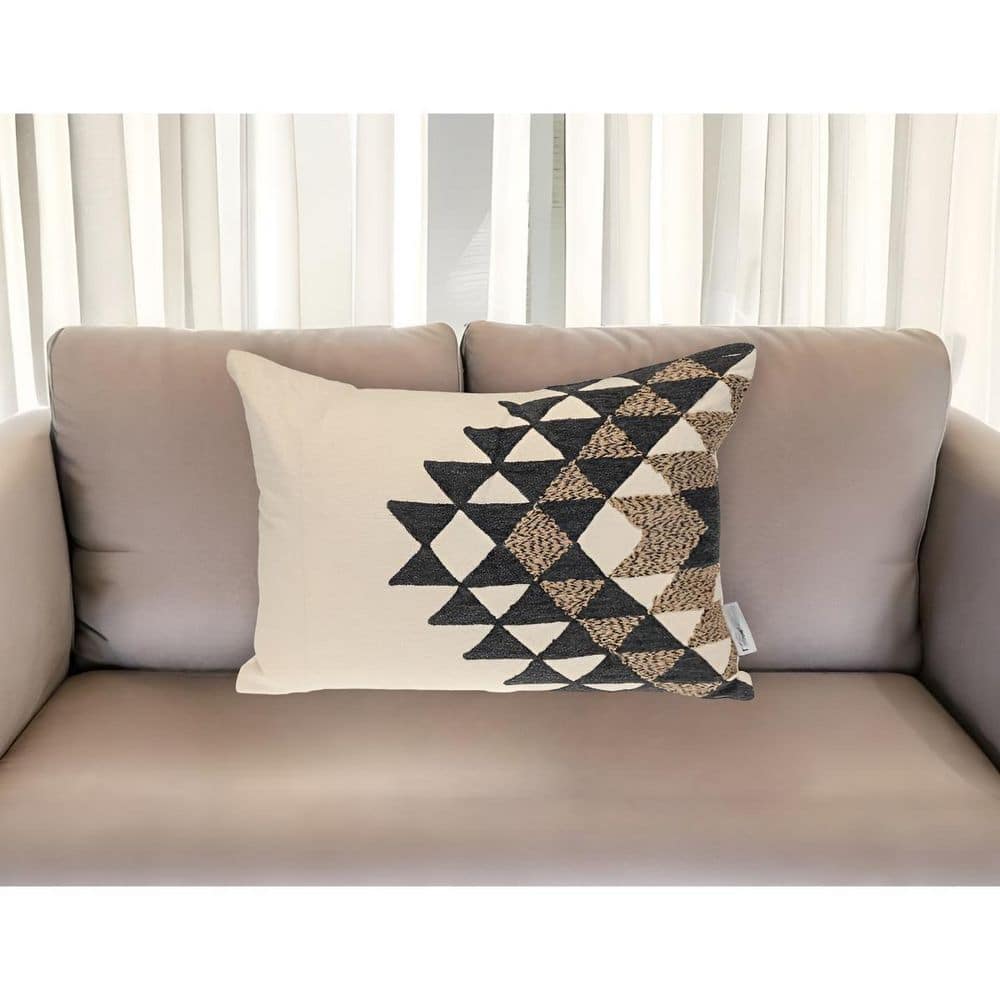 Beige, Black Geometric Polyester 14 in. X 20 in. Throw Pillow price history on PriceWatchPro
