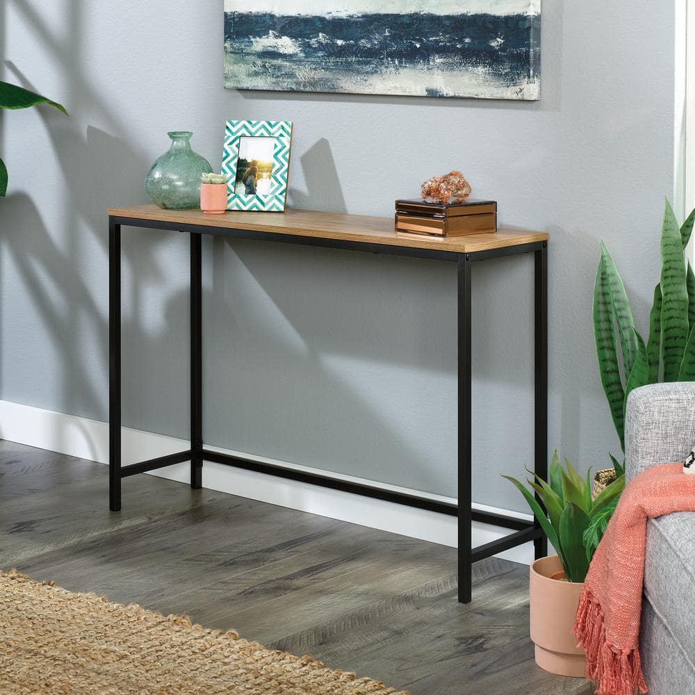 Sindoori Mango & Black Metal Industrial Console Table with Storage