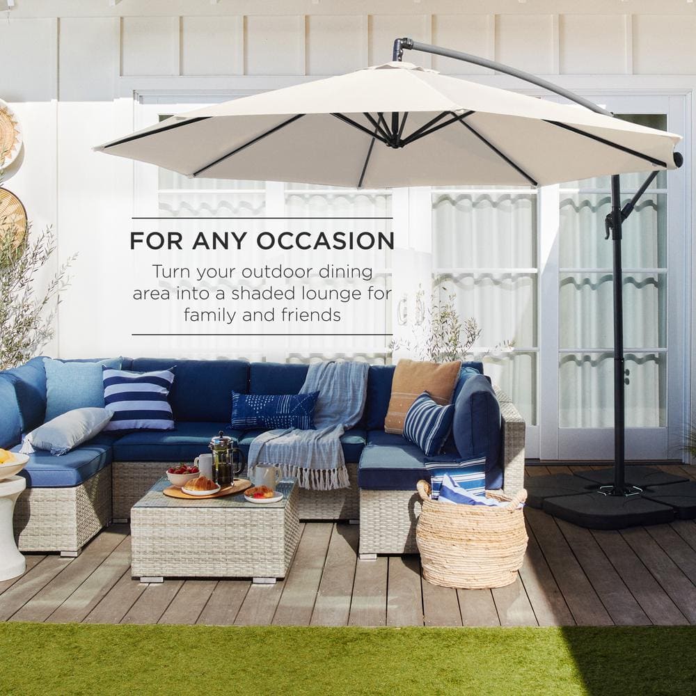 Ivory 10ft Offset Hanging Patio Umbrella with Steel Frame