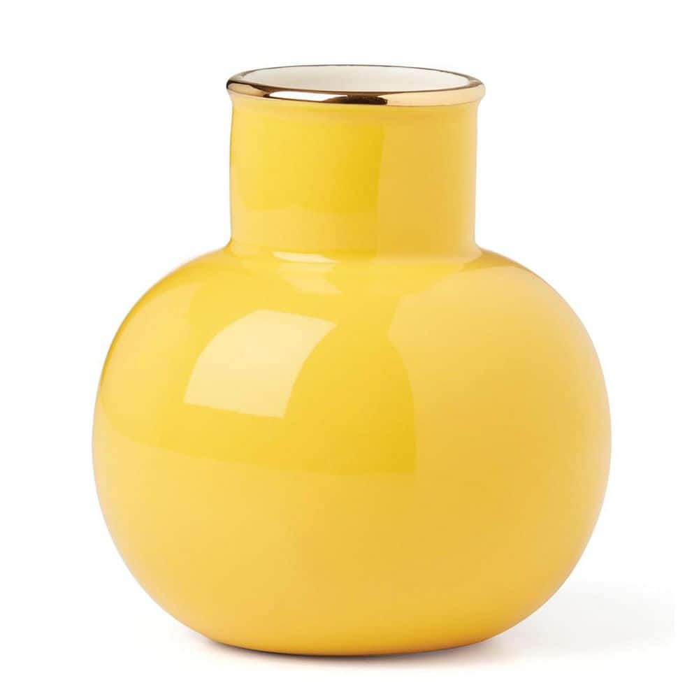 Yellow Make It Pop Small Vase,Porcelain Gourd 3.75 in. L x 1.75 in