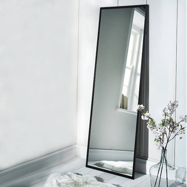 Dovelina Oversized Black Plastic Beveled Glass Glam Mirror (65 in. H X 22 in. W)