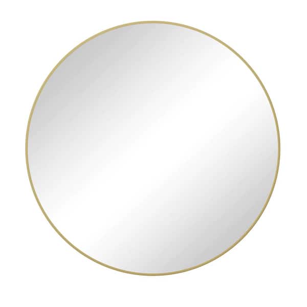 Tatahance 38.19 in. W x 38.19 in. H Round Metal Frame Gold Decorative Wall Hanging Mirror