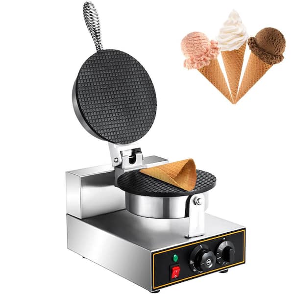 VEVOR Commercial Ice Cream Cone Machine 110V Electric Waffle Makers 1200W Stainless Steel Egg Cone Baker
