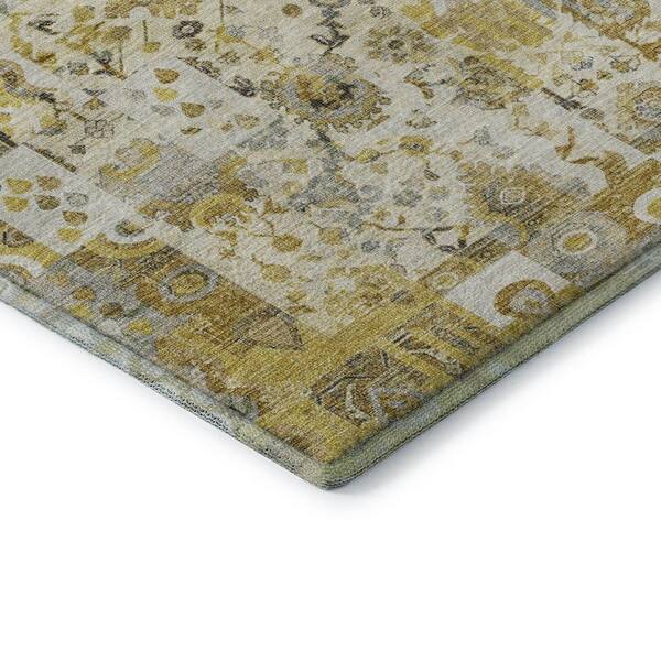 Mayfield Premium Machine Washable Abstract AMF2099 Gold 3 ft. x 4 ft. Area Rug