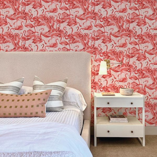 Watercolor Flamingos Wallpaper  Removable Wallpaper Peel and Stick Wa   ONDECORCOM