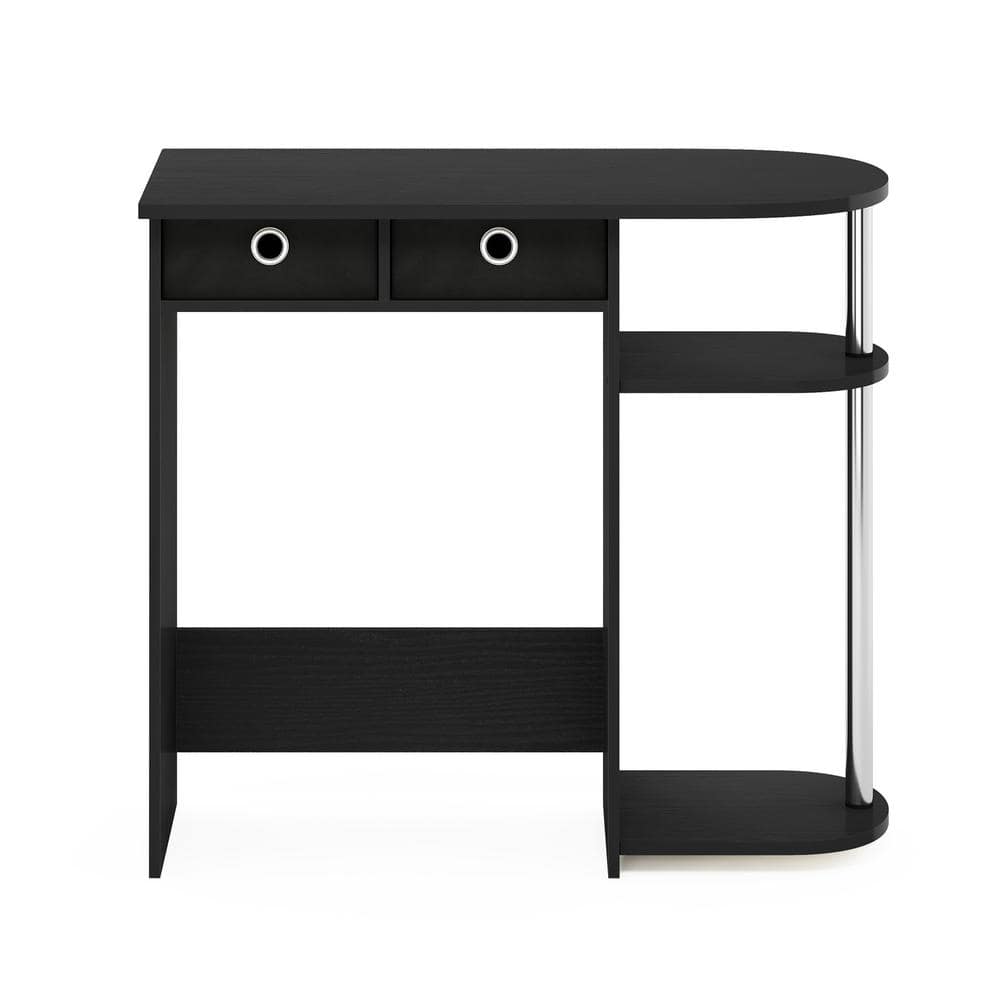 Espresso Composite Wood Compact Desk with Drawer and Shelves
