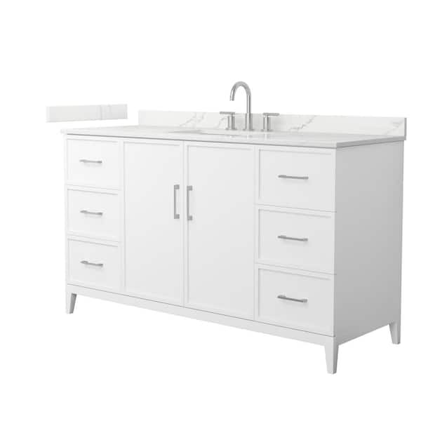 Wyndham Collection Elan 60 in. W x 22 in. D x 35 in. H Single Bath Vanity in White with Giotto Quartz Top