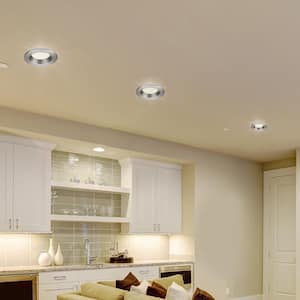 Easy Up 4 in. Soft White LED Recessed Can Light with 93 CRI, 3000K J-Box with Brushed Nickel Trim (No Can Needed)