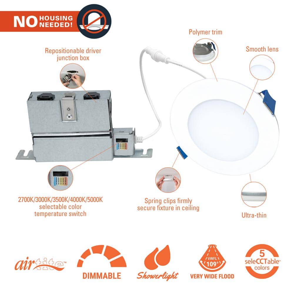 White 4" LED Canless Downlight with Energy Star