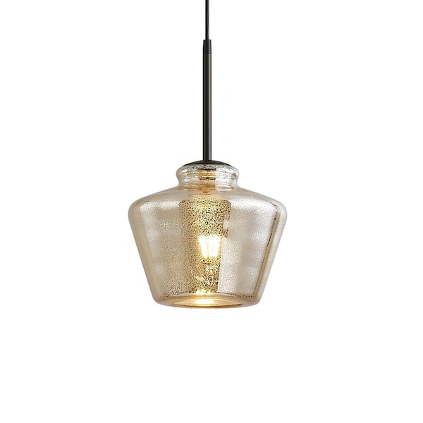 HomeGlam Midtown 1-Light Dark Bronzel Pendant Light with Mercury Glass ...