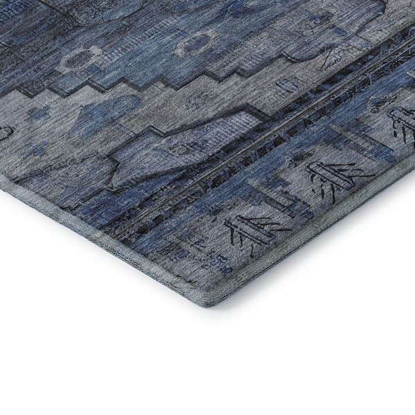 Mayfield Premium Machine Washable Abstract AMF1776 Blue 8 ft. x 10 ft. Area Rug