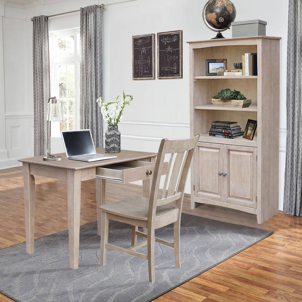 Gray Wood Desk with Drawer and Chair Set