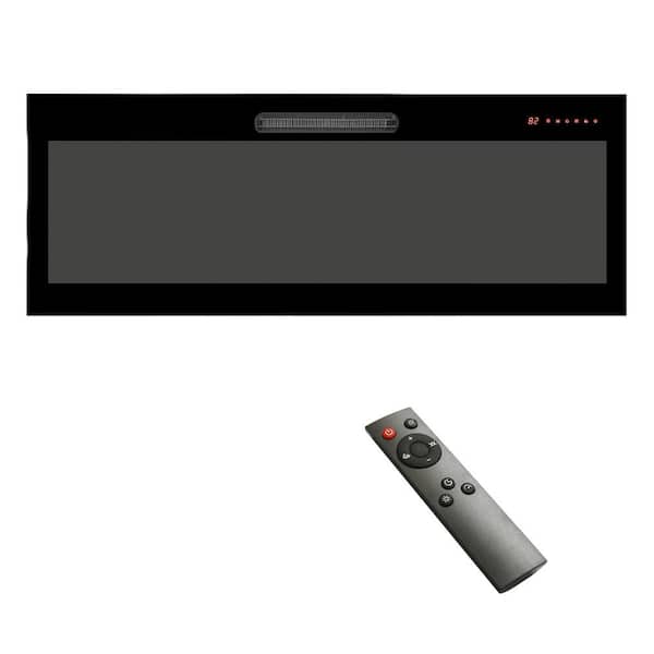 Tidoin 50 in. Black Wall Mount Metal Electric Fireplace Insert with Remote Control and Multi-Colored Flames