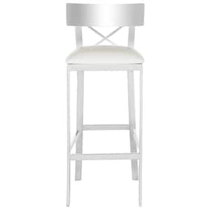 Zoey 30.5 in. Stainless Steel Cross Back Bar Stool in White