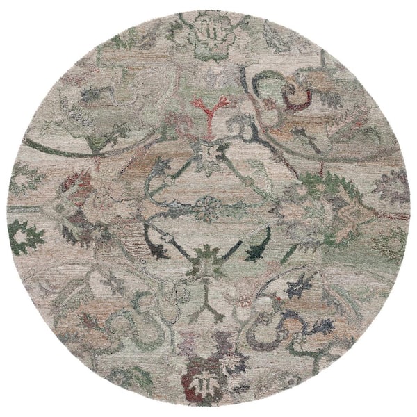 Anatolia Sage/Beige 8 ft. x 8 ft. Traditional Garden Round Area Rug