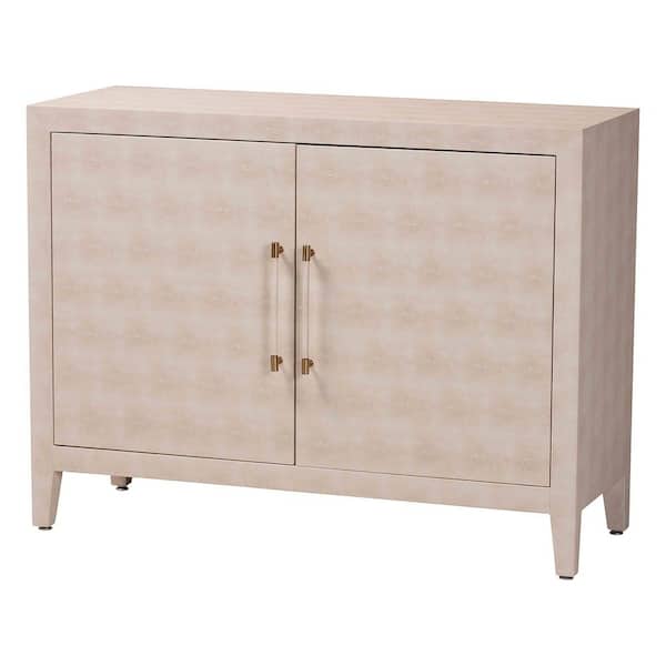 Baxton Studio Nira Beige Faux Shagreen 34 in. High 2-Door Accent