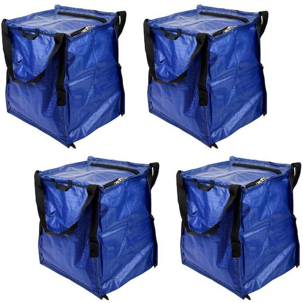 22 Gal. Heavy Duty Zipper Top Tote Storage Bag, Blue 4-pack