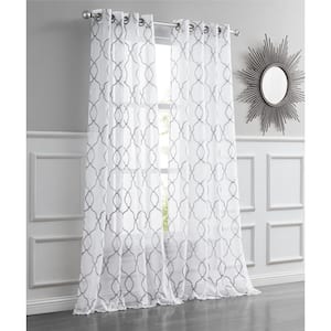 Springfield Contemporary 3D Embroidered Designed With Lurex 54" x 84" Single Window Panel in Silver