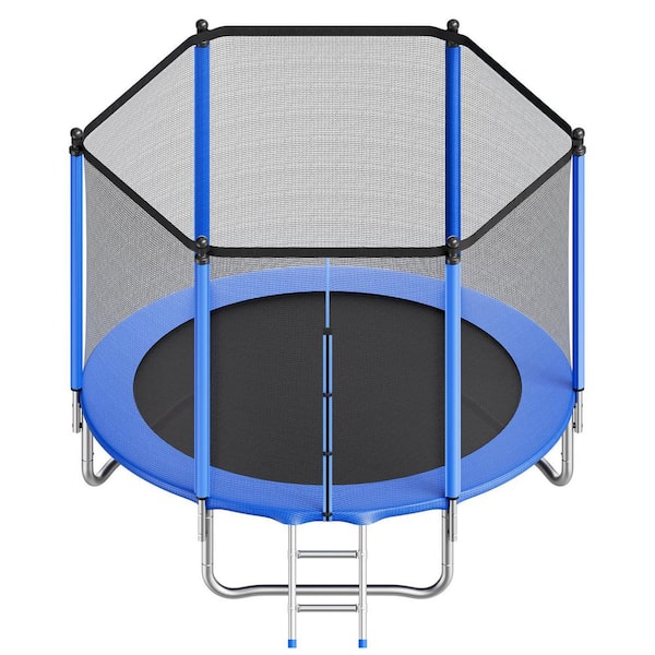 Outdoor Trampoline, 8 ft. Round Recreational Trampoline with Enclosure Net, Max 265 lbs. Capacity for Kids & Adults