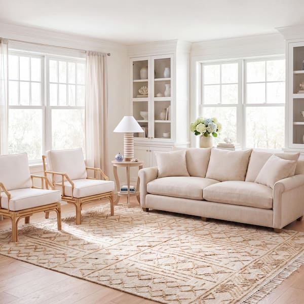 Natural Fiber 6 ft. x 6 ft. Square Natural/Beige Geometric Woven Area Rug