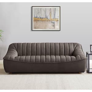 Snug 92 in. Slope Arm Top Grain Leather Modern Straight 3-Seater Sofa in Chocolate Brown