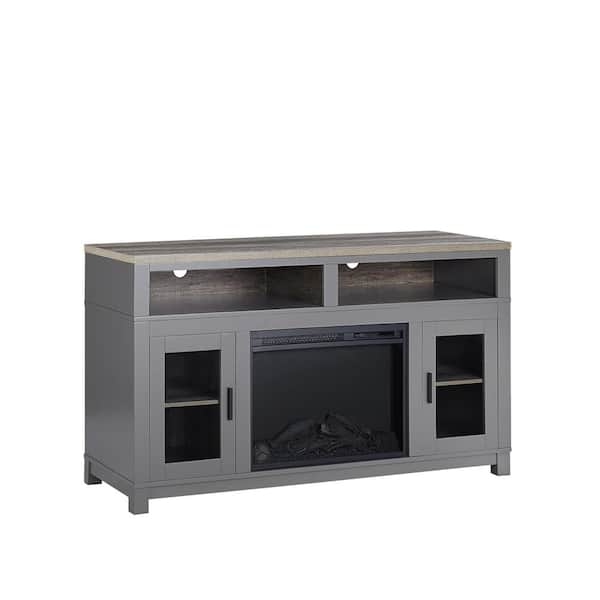 Ameriwood Home Viola 54.1 in Freestanding Electric Fireplace TV Stand for TVs up to 60 in. W in Gray