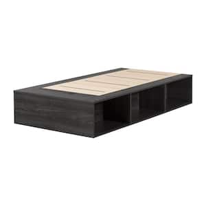 Hourra Platform Bed with Open Storage, Gray Oak