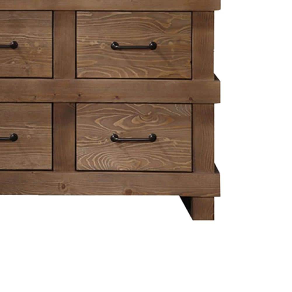 Adams Industrial 44" Antique Oak Dresser with Felt-Lined Drawers
