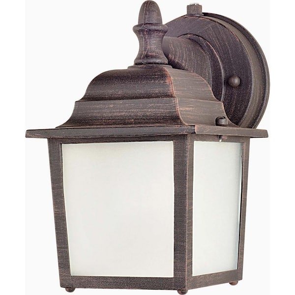 Side Door 5.5 in. W 1-Light Rust Patina Outdoor Wall Lantern Sconce