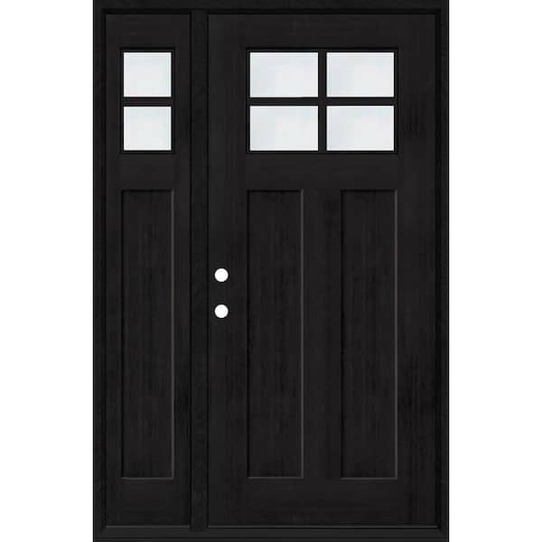 Steves & Sons Regency 53 in. x 80 in. RHIS 4L-1/4Toplite Clear Glass Onyx Stain Fir Grain Fiberglass Prehung Front Door with 14in. SL