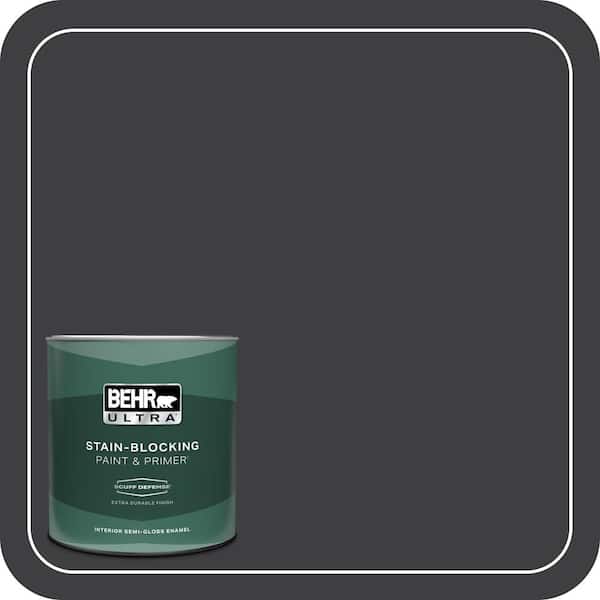 BEHR ULTRA 1 qt. #ECC-10-2 Jet Black Extra Durable Semi-Gloss Enamel Interior Paint & Primer
