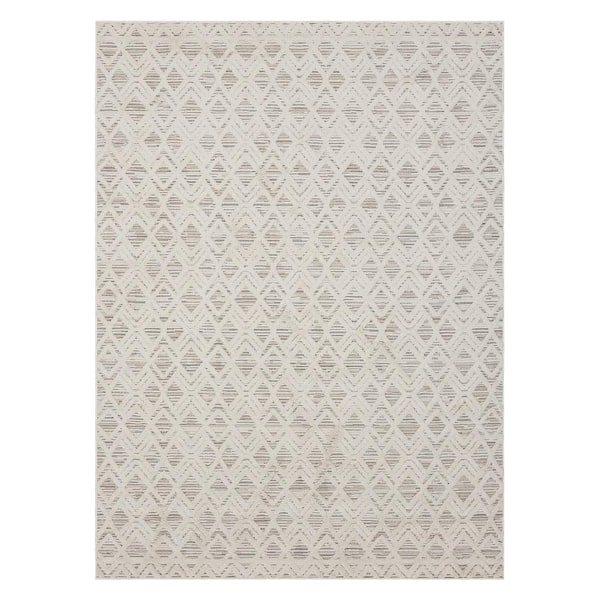 StyleWell Ashcroft Cream/Beige 5 ft. 3 in. x 7 ft. Geometric Indoor Area Rug