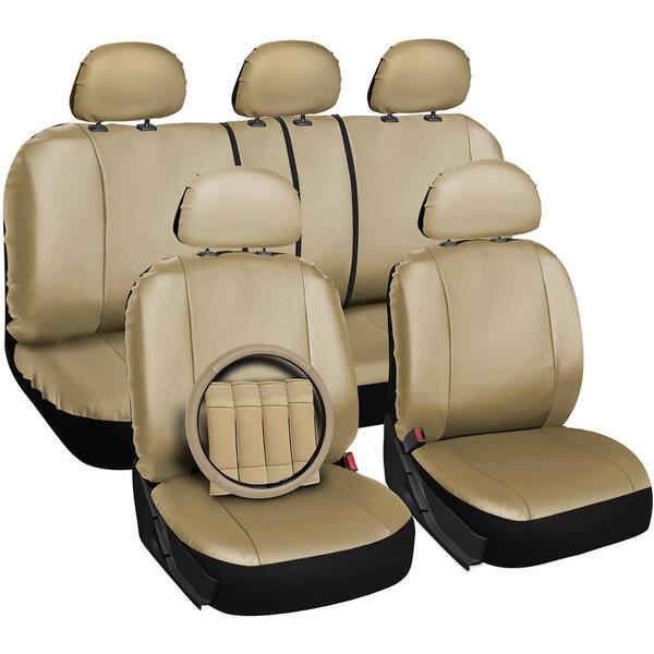 OxGord Polyurethane Seat Covers 21.5 in. L x 21 in. W x 31 in. H Seat Cover Set Beige (17-Piece)