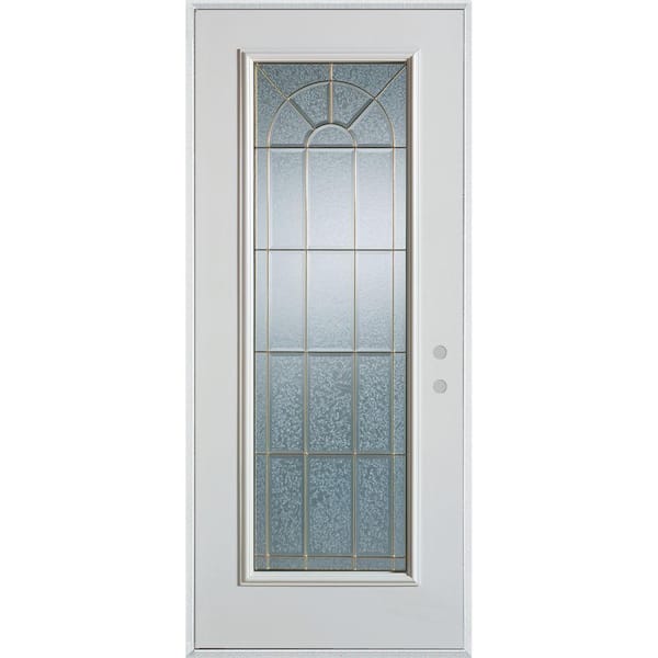 Stanley Doors 36 in. x 80 in. Geometric Zinc Full Lite Painted White Left-Hand Inswing Steel Prehung Front Door