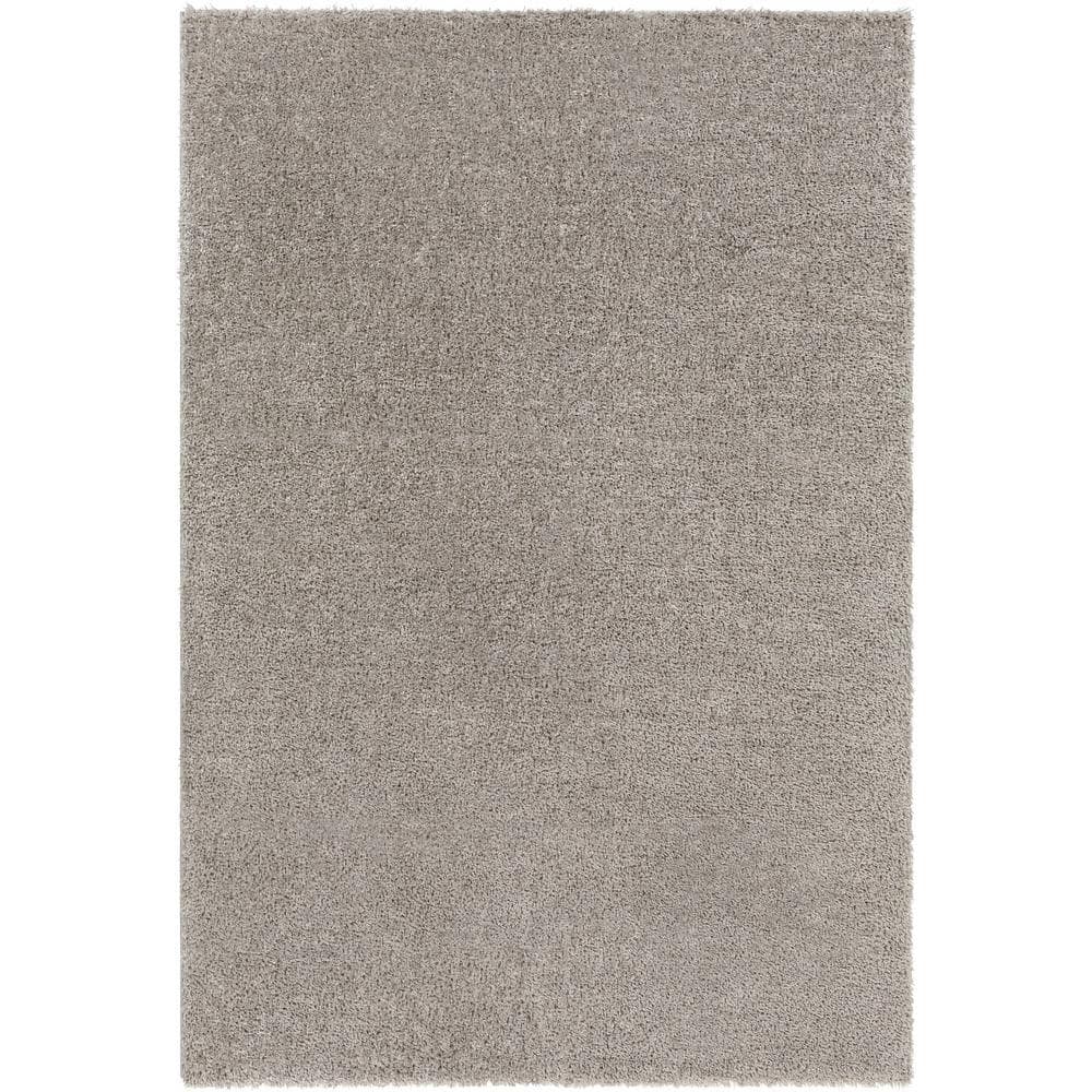 Gray Plush Tufted Handmade Synthetic Shag Area Rug 6'7" x 9'
