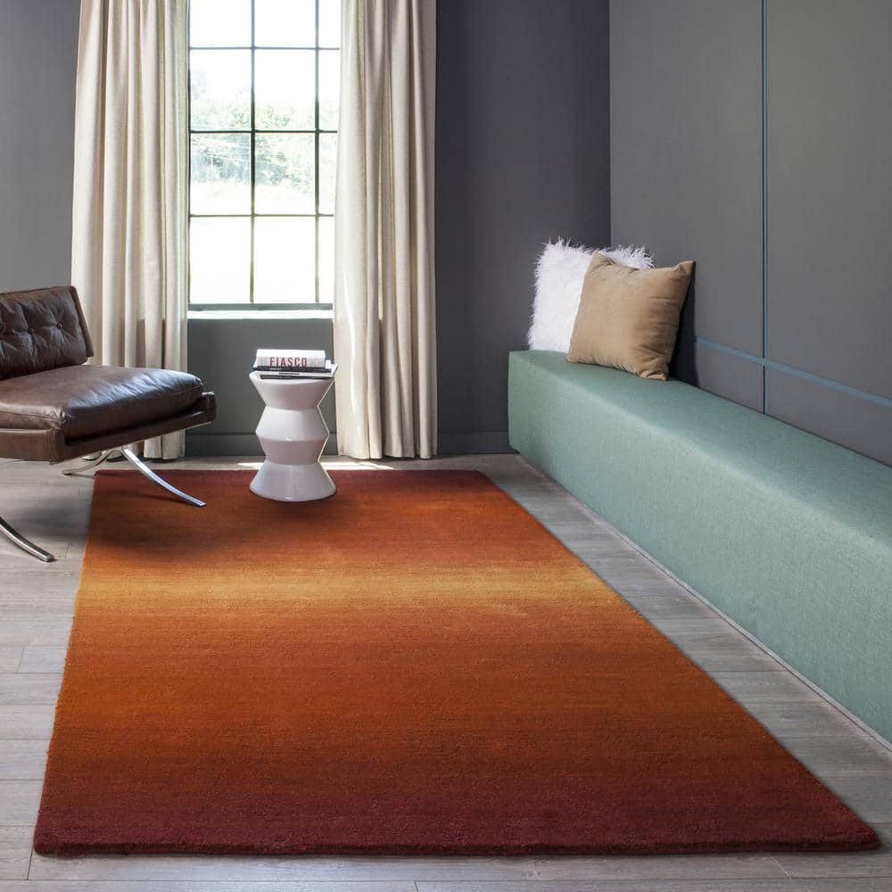 Paprika Ombre Hand-Tufted Wool Rectangular Area Rug