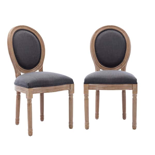 STICKON Fabrice Side Chair Dark Gray French Dining Chair with Rubber Legs (Set of 2)