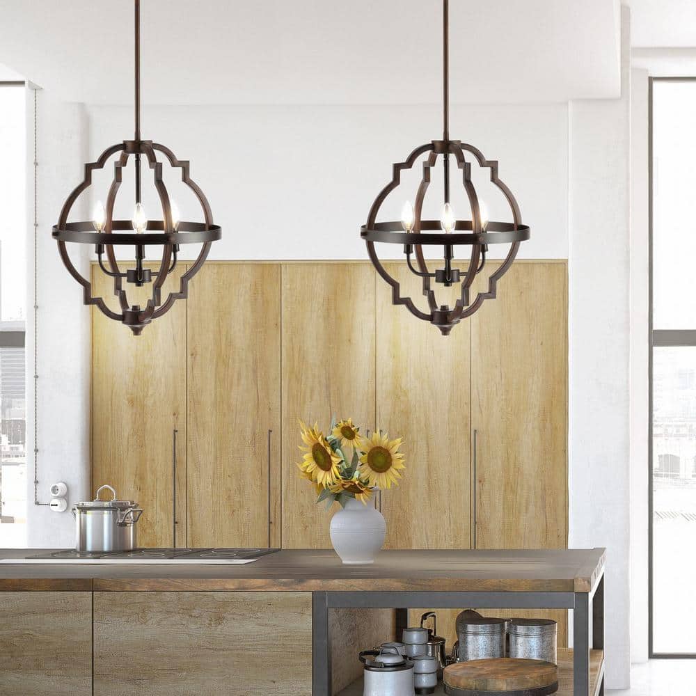 Rustic French Country 58" Adjustable LED Pendant in Oil-Rubbed Bronze