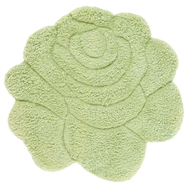 Novelty 3 ft. x 3 ft. Green Floral Specialty Area Rug