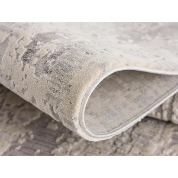 Vogue Grey 2 ft. 8 in. x 4 ft. 8 in. Modern Abstract Area Rug Doormat Entrance Floor Mat