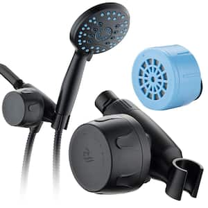 Advanced Shower Filter for Hand Showers with KDF Filtration and Built-In Bracket, Antimicrobial in Matte Black