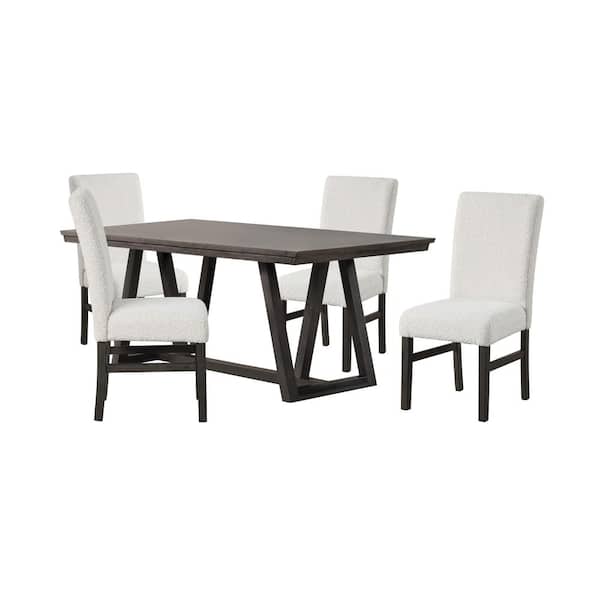 High Line 5-Piece White Wood Top Dining Table Set (Seats-4)