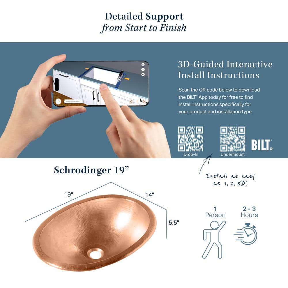 Naked Copper 19" Oval Undermount Bathroom Sink